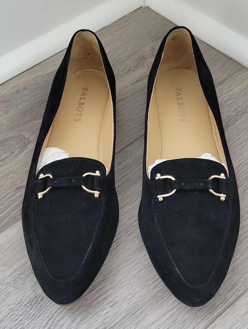 Talbots Francesca-Kid Suede Driving Moccasins In Black Size 8.5